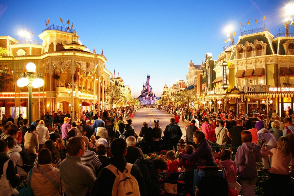 disneyland california crowd castle main street