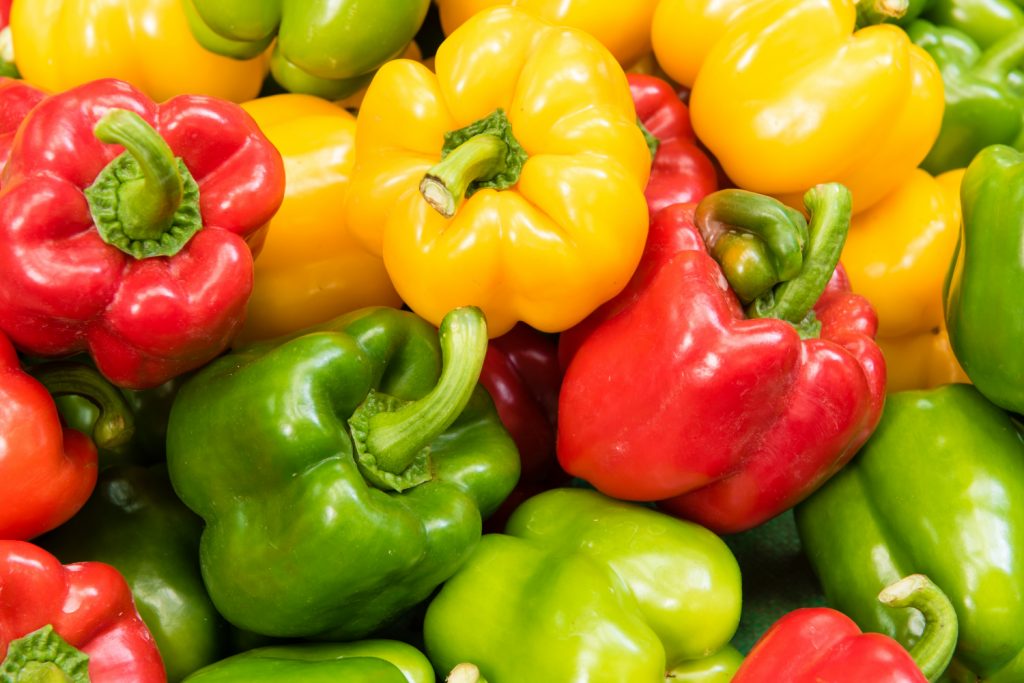 Red yellow green bell peppers