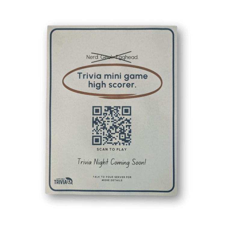 Games at every table Hoots QR Code Flyer
