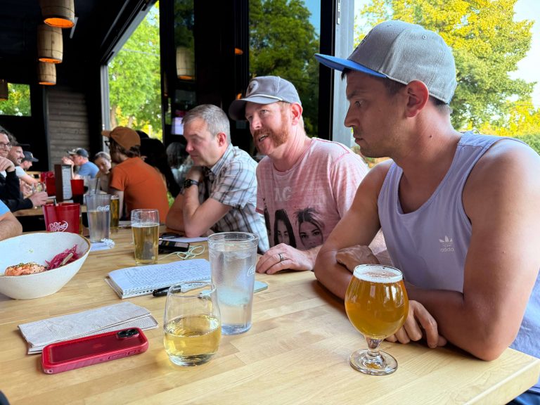Team playing trivia at Lost Grove Brewing Hyde Park in Boise Idaho during Last Call Trivia night